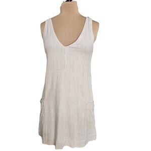 Tysa by Reformation Dress Linen Womens 0 Neutral Natural Pockets Beach Coverup